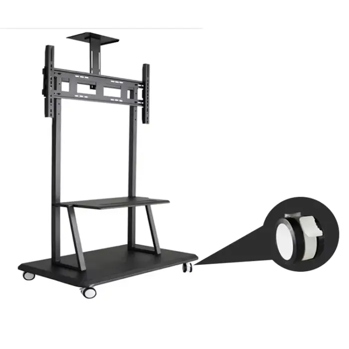 Factory Hot Selling Tilt Height Adjustable Mobile Metal Steel Lift Mobile TV Cart 360 Degree Cart TV Trolly — image 5