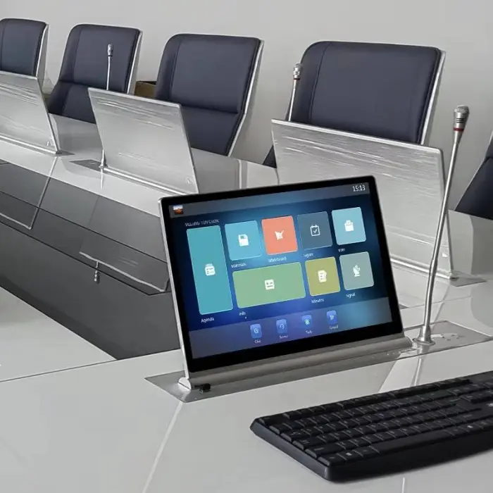 15.6 Inch Professional Computer Motorized Pop up LCD Lift Hidden Desk LCD Monitor Lift for Paperless Conference System — image 4