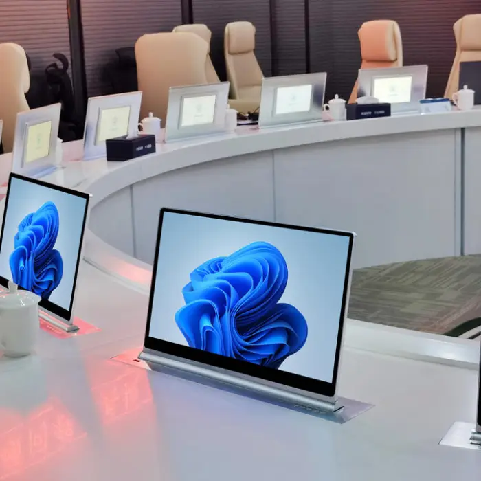 15.6 Inch Pop up Lcd Lift Table Motorized Monitor Lift Meeting Room Motorized Computer Paperless Video Conference System — image 3