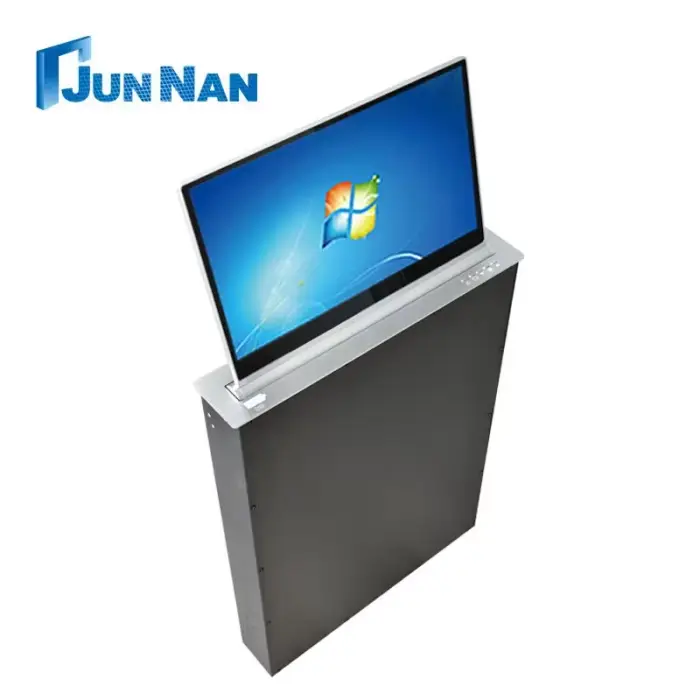 Smart Electric Lcd Screen Table Hidden Desk Monitor LCD Lift Pop-up Motorized Monitor Lift Paperless Conference System — image 6