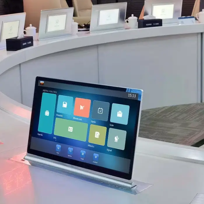 15.6 Inch Smart Paperless Conference System Touch Screen Meeting Room Electric Motorized Pop LCD Monitor Lift — image 5