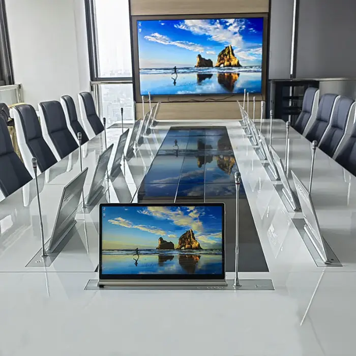 15.6 Inch Ultralight Motorized LCD Lift Mechanism Paperless Conference System for Conference Room LCD Motorized Monitor Lift — image 5