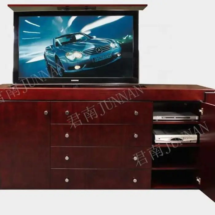 Remote-Controlled Steel and Aluminium TV Lift Stand Swivel and Motorized LCD TV Mechanism Mobile Cart Feature — image 2
