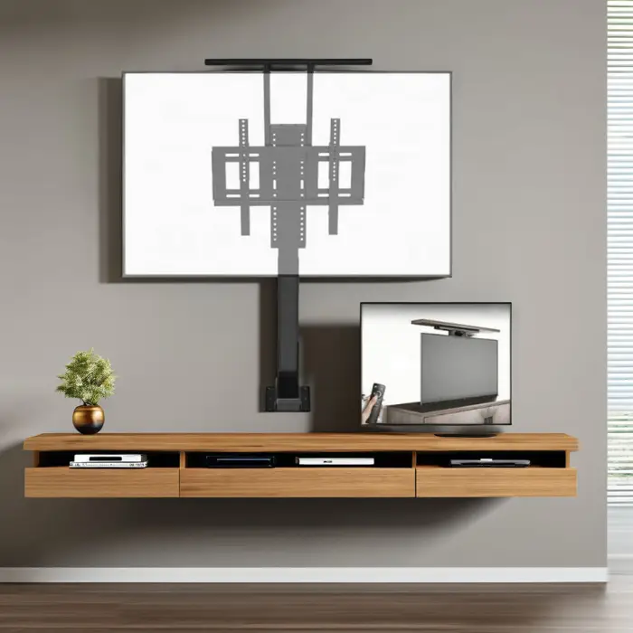 Remote-Controlled Steel and Aluminium TV Lift Stand Swivel and Motorized LCD TV Mechanism Mobile Cart Feature — image 3