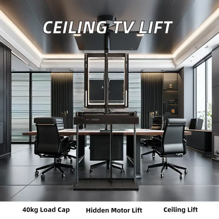 32-65 Inch TV Lift Cabinet Mechanism Motorized TV Mounts Remote Control Approved Motorized TV Lift System Aluminium TV Stand — image 6