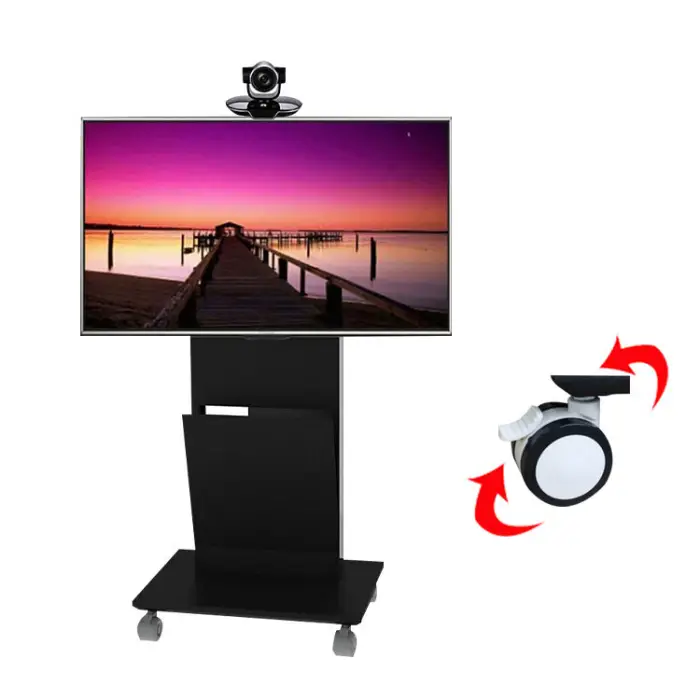Mobile TV Bracket Floor Stands for 32-65" Screen Mobile Motorized TV Lift Floor Stands Rolling TV Carts With Wheels Shelves — image 7