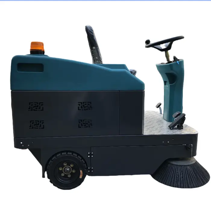 Light Blue Electric Floor Sweeper Clean Machinery Battery Powered Ride on Street Vacuum Scrubber Operated Cleaners — image 4