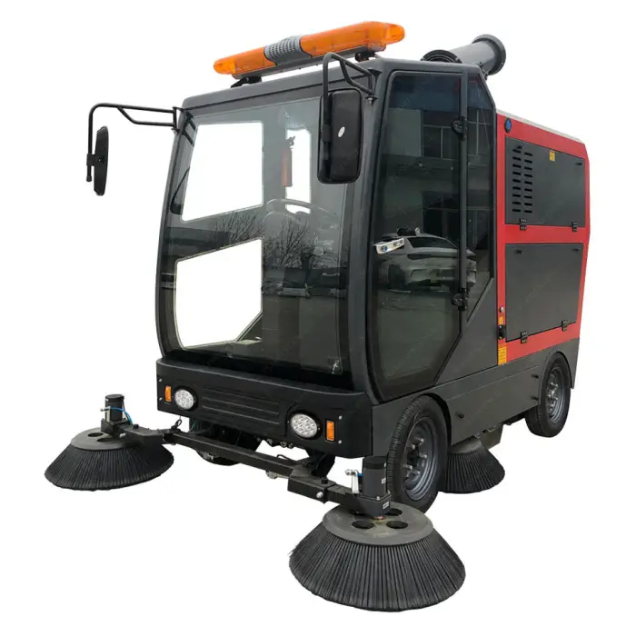 China Made Large Manually Driven Sweeper Multifunctional Electric Road Sweeper Equipped with Brush Head and High Pressure Hose — image 3
