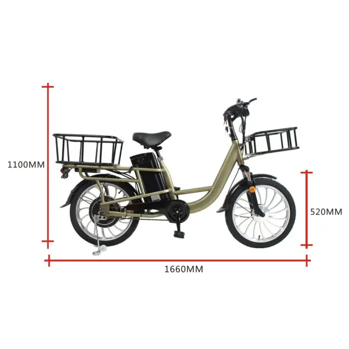 Wholesale Cheap Delivery Electric Bicycle 350W 48V Cargo E Bike with Removable Battery for Unisex — image 7