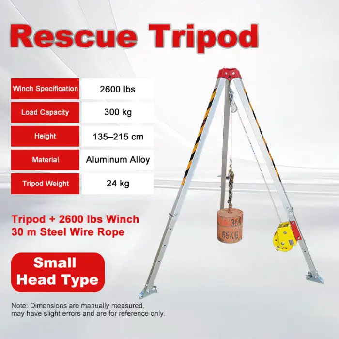 1800lbs Aluminum Alloy Rescue Tripod 200kg Capacity for Sewer Maintenance & Pipeline Dredging with 30m Safety Winch — image 6