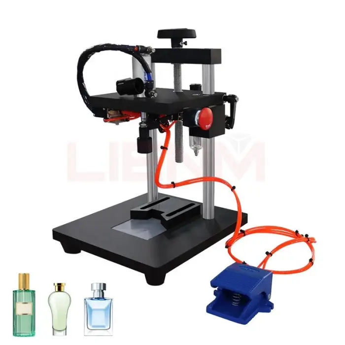 LIENM Hot Sale 30ml 50ml 100ml Semi-Automatic Plastic Glass Perfume Bottle Crimping Tool Sealing and Crimping Machine — image 4