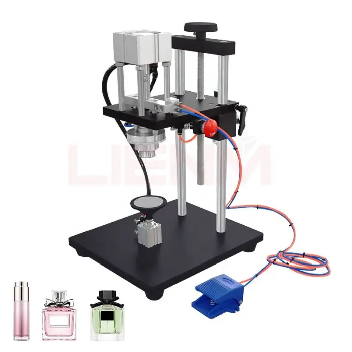 LIENM Pneumatic Stainless Steel Semi-automatic Perfume Crimping Machine Adjustable Fragrance Capping Machine for Cosmetic — image 3