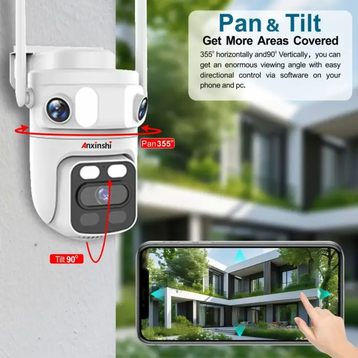 4CH Solar Security Camera System Wireless Wifi NVR Monitor 12.5inch Three Lens CCTV Camera System Network Phone Connection — image 6