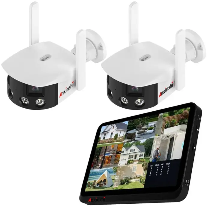 2CH Touch Screen NVR Kits with Wireless Fisheye View Two-Way Audio Widescreen Cloud Storage-CMOS Sensor — image 4