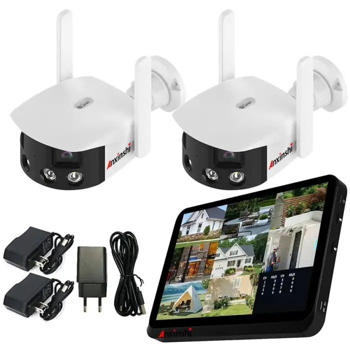 2CH Touch Screen NVR Kits with Wireless Fisheye View Two-Way Audio Widescreen Cloud Storage-CMOS Sensor — image 5