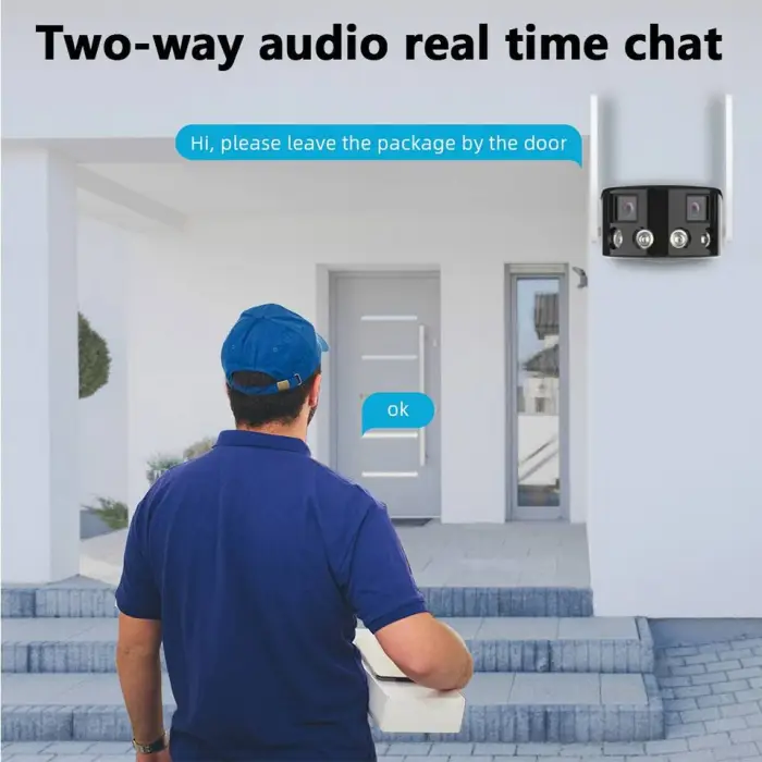 Anxinshi Wireless Home Security Cameras Dual Lens 180° Touch Screen NVR Wireless Outdoor Vide Angle Security Camera Night Vision — image 4