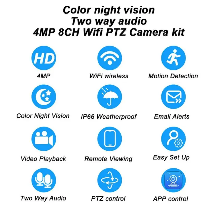 Dual Lens 8 Camera System with 16CH NVR Color Night Vision Outdoor Wireless WiFi PTZ Security CCTV Camera 10X Zoom — image 5