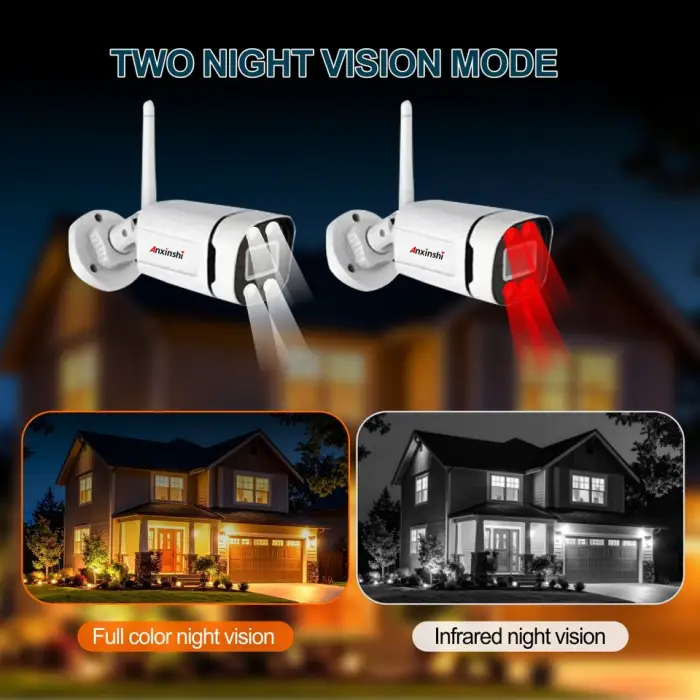 4Channels Wireless Wifi Security Camera System with Monitor Smart Wifi Bullet Camera for Home Security Full Color Night Vision — image 5
