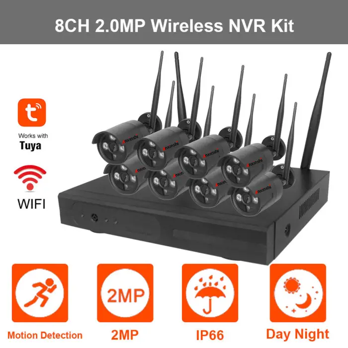 Tuya Camera NVR Kit Mini 1080P Wifi Bullet Camera with 8 Channel Wireless NVR CCTV Security Camera Kit — image 3