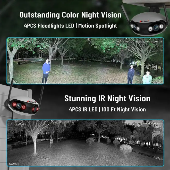 8CH Wireless Security Camera System with Touch Screen Wifi Dual Lens Camera for Outdoor and Indoor Full Color Night Vision P2P — image 5