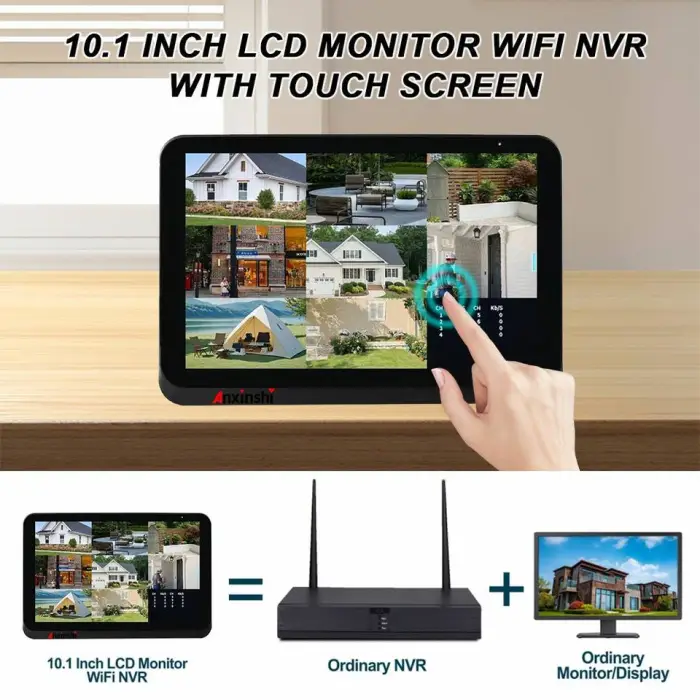 Wireless Camera with Fisheye 180 Degree View Two-Way Audio Wide Angle Cloud Storage 8CH Touch Screen NVr Kits — image 5
