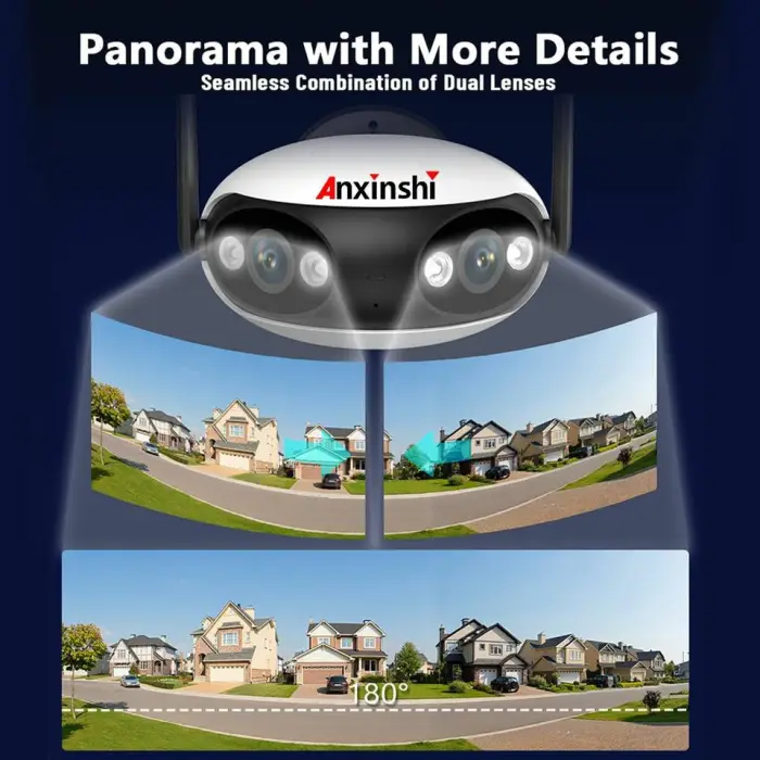 10.1inch Touch Screen Wireless Nvr4ch Wireless Duallens Fisheye 180degree Panoramic Camera Set Human-shaped Detection Waterproof — image 5