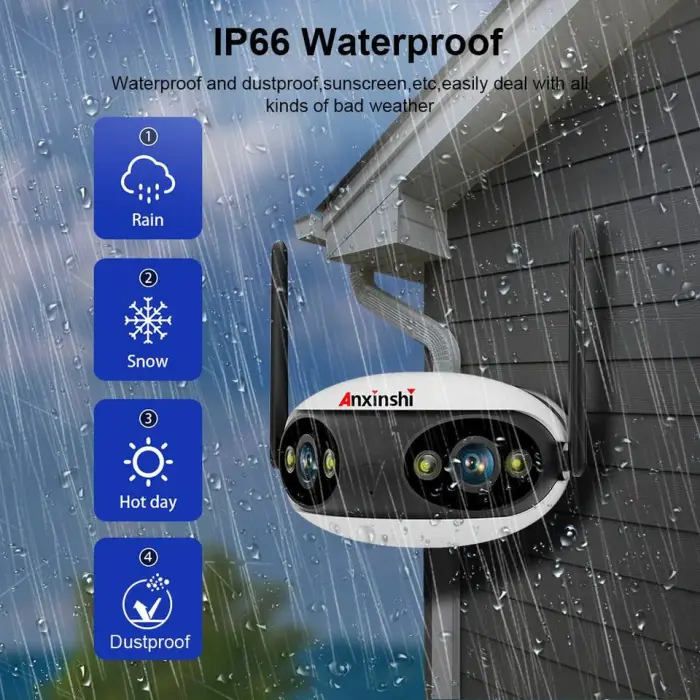 10.1inch Touch Screen Wireless Nvr4ch Wireless Duallens Fisheye 180degree Panoramic Camera Set Human-shaped Detection Waterproof — image 6