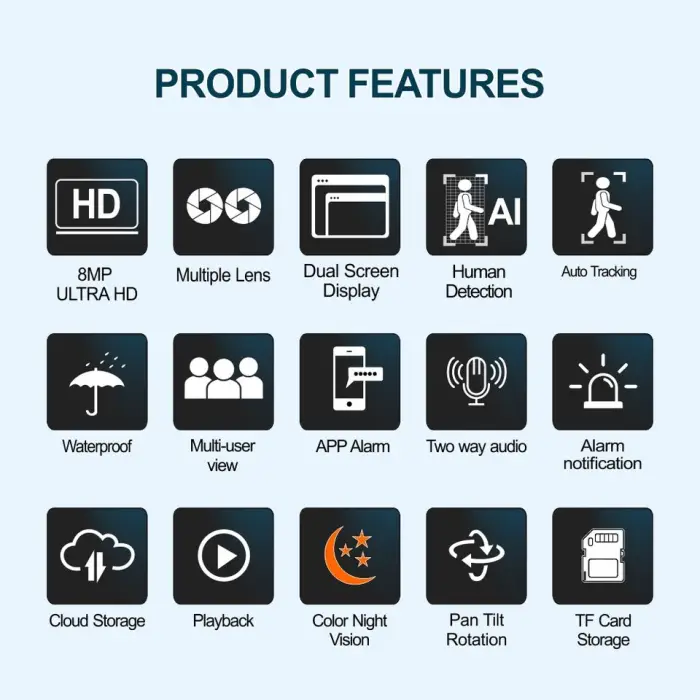16Channels Wireless Security Camera System 7/24 Full Color Recording Two Way Audio Pan Smart WifiCamera with 6TB HDD Support P2P — image 3
