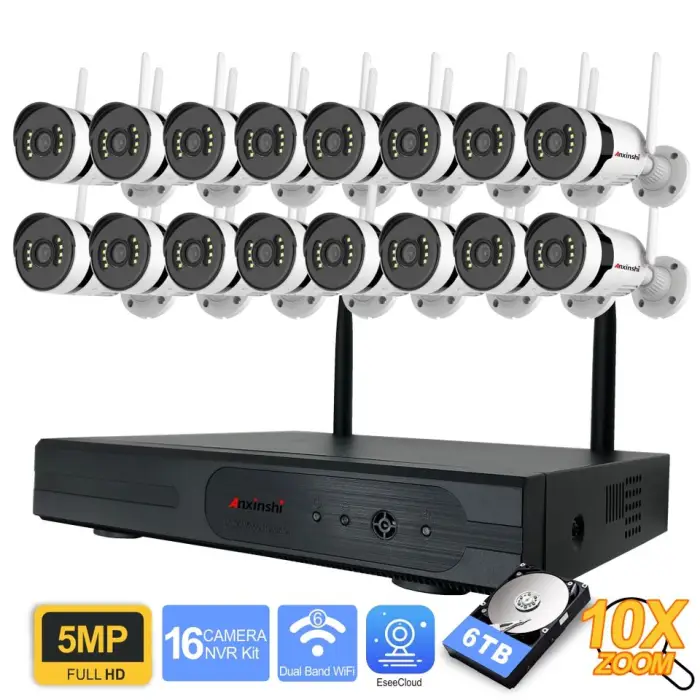 16Channels Two Way Audio Monitoring System 7/24 Full Color Recording Wireless Connection Smart Wifi Security Camera Kit — image 3