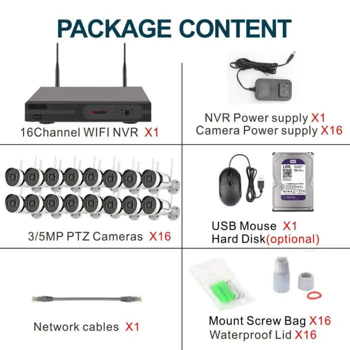 Anxinshi New Wireless Security System 16 Camera Full Color Night Vision with 10X Zoom Support 2.4Ghz 5G Wifi 16CH Wireless NVR — image 3