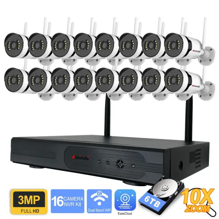Anxinshi New Wireless Security System 16 Camera Full Color Night Vision with 10X Zoom Support 2.4Ghz 5G Wifi 16CH Wireless NVR — image 4