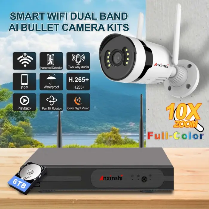 3mp 4ch Wireless Camera Wireless Nvr Smart Wifi Dual Lens with 10X Zoom 4MM-8MM Ai WIFI Camera Kits — image 5