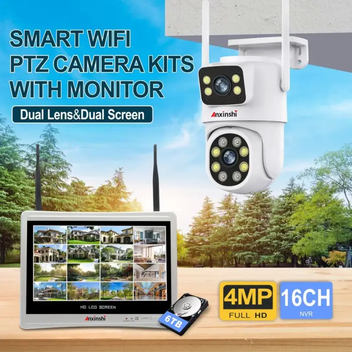 16Channels Wireless Security Camera System with 12.5icn Screen 4MP Dual Lens Smart Wifi Security Camera Pan Tilt Rotation — image 2