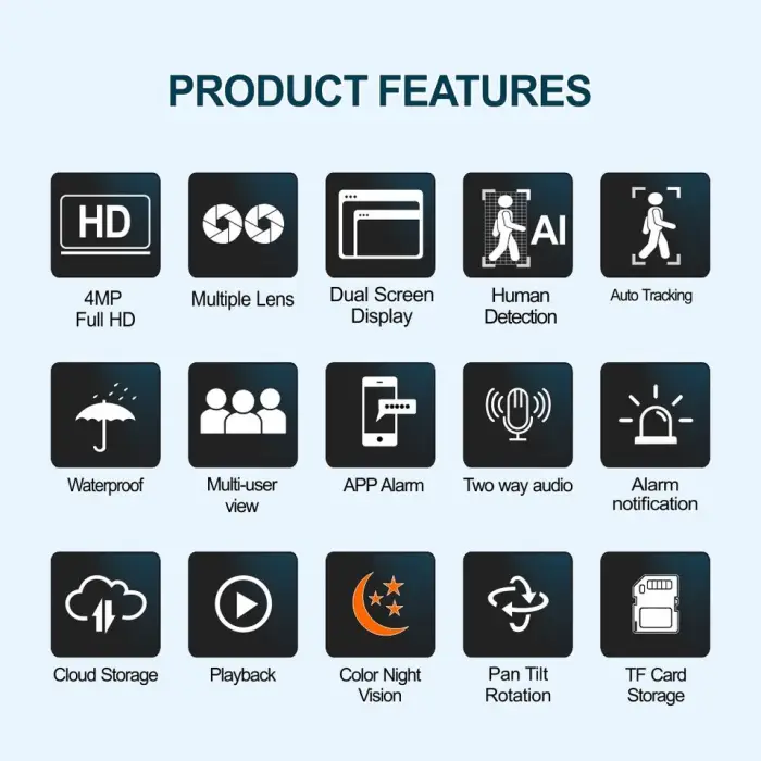 16Channels Wireless Security Camera System with 12.5icn Screen 4MP Dual Lens Smart Wifi Security Camera Pan Tilt Rotation — image 3