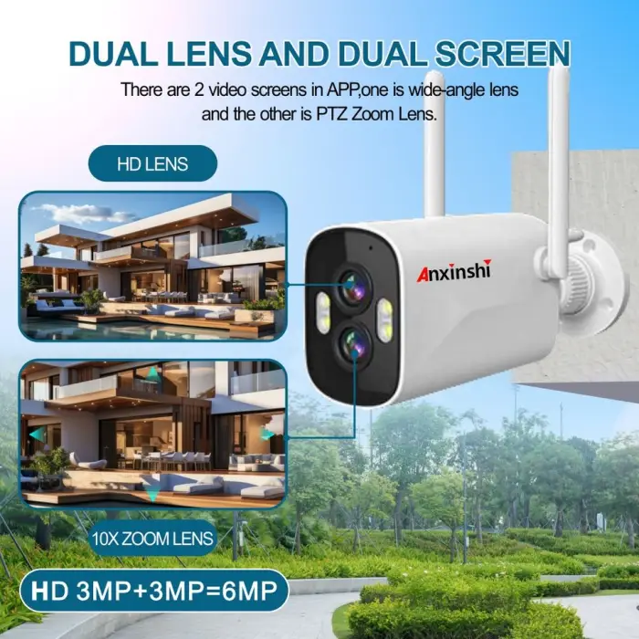 10X Zoom 4MM-8MM Ai Eseecloud 6MP 8CH Smart WiFi Dual Lens Security Camera Kit Two-Way Audio Night Vision HDD — image 6