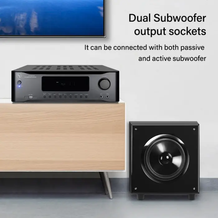 AV Receiver Home 5.1 Amplifier 360W AM/FM 5.1 Channel Power Amplifier With HD ARC Active/passive Subwoofer Output — image 7