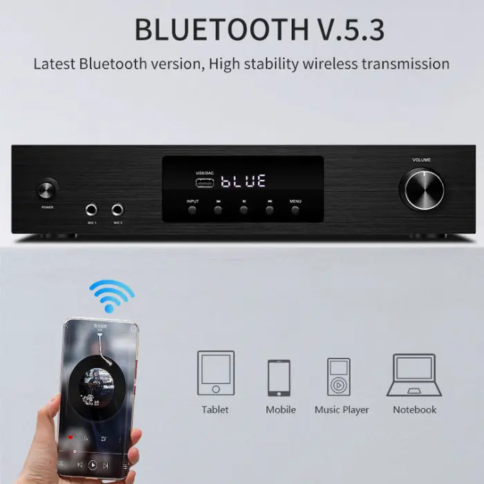 New 120W ERP Dual Core TDA3116 Home Amplifier 60W*2 BT Compatible 5.3 Power Audio 2.0 Channel Subwoofer Amplifier — image 6