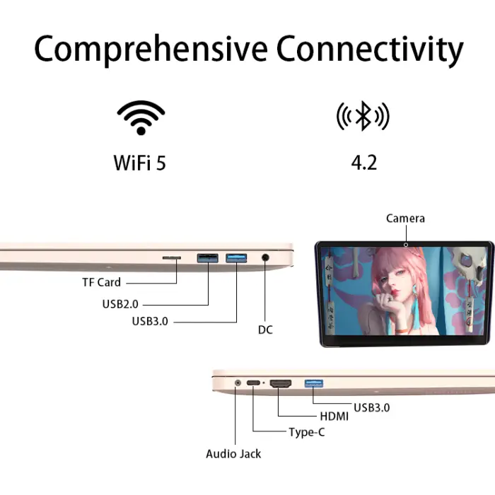 14 Inch Slim Business Notebook Intel N95 Quad-Core Processor 8GB RAM Expandable 1TB Windows 11 256GB SSD IPS Panel English — image 6
