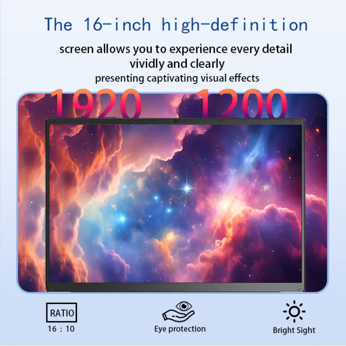 New 16" Ultra-Thin Intel I7 Gaming Laptop 16GB RAM M.2 SSD Backlit Keyboard Fingerprint Recognition 1920x1200 60Hz USB-A/USB-C — image 6