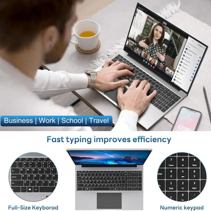 New 16-Inch Business Laptop Win 11 Pro Office 365 N95 CPU 16GB RAM 1TB SSD+128GB EMMC FHD IPS 1920x1200 Display 2 Speakers — image 6
