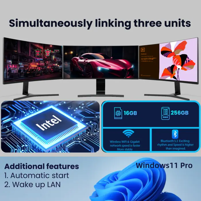 Win11 Pro Intel I9 8950HK 16GB DDR4 1TB SSD WiFi6 M.2 UHD Graphics 1000Mbps Portable Gaming Mini Desktop PC with US Plug — image 2