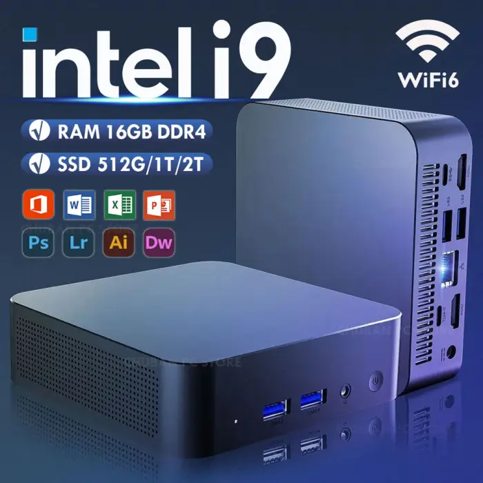 Win11 Pro Intel I9 8950HK 16GB DDR4 1TB SSD WiFi6 M.2 UHD Graphics 1000Mbps Portable Gaming Mini Desktop PC with US Plug — image 5