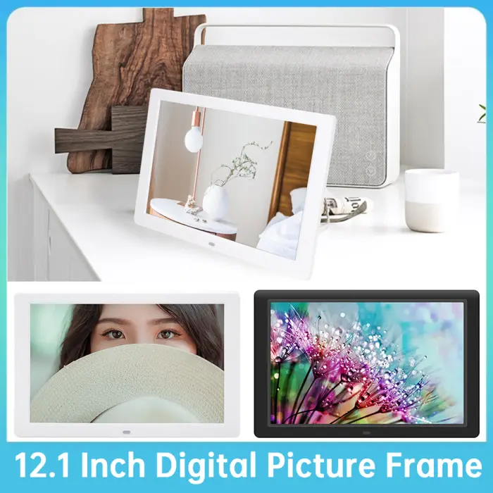 12.1 Inch HD 1280x800 LED Display Smart Digital Photo Frame with Back-light MP3 AVI Clock Features for Album & Music Display US — image 2