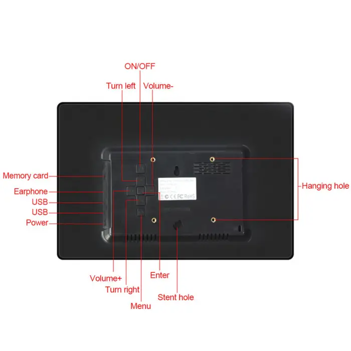 12.1 Inch HD 1280x800 LED Display Smart Digital Photo Frame with Back-light MP3 AVI Clock Features for Album & Music Display US — image 3