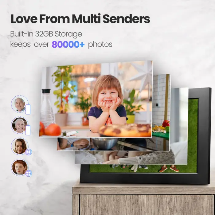 4 Inch 32G WiFi MP3 Digital Photo Frame HD IPS Touch-Screen Auto Rotation 1280x800 Photo Video Playback Acrylic Display APP — image 5