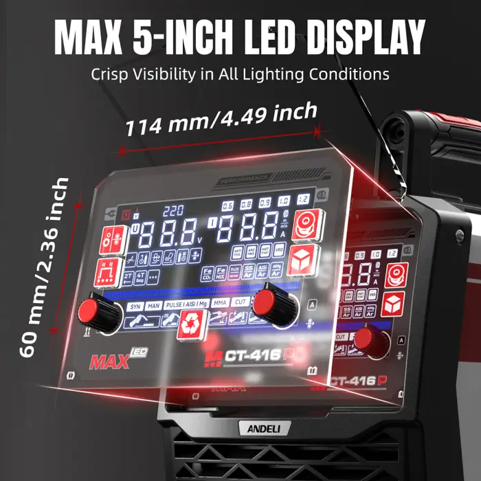 ANDELI 6 in 1 MIG Welding Machine with Pulse MIG/HF TIG/CUT/Stick Aluminum MIG Welder Semi-automatic Gas/Gasless Welding — image 4