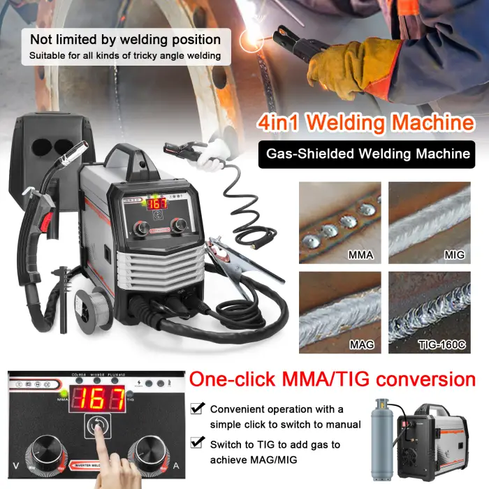 MIG MMA MAG TIG-160C Inverter Welders Electric Welding Machine Equipment Intelligent Welders 4in1/2in1/Welding Wire(optional) — image 3
