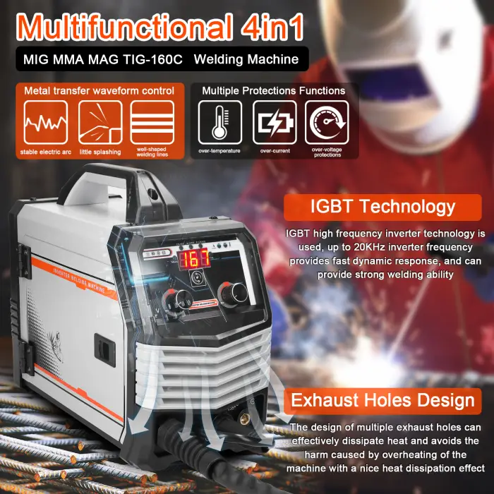 MIG MMA MAG TIG-160C Inverter Welders Electric Welding Machine Equipment Intelligent Welders 4in1/2in1/Welding Wire(optional) — image 5