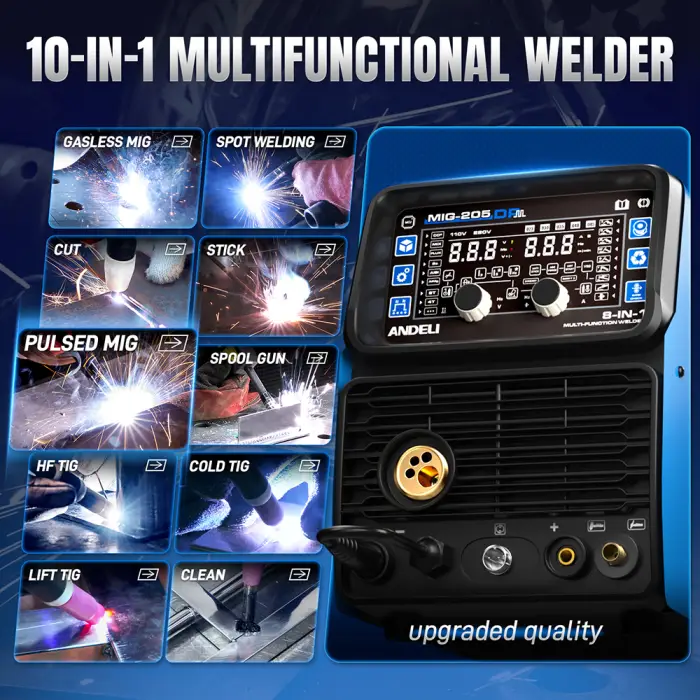 ANDELI 8 in 1 Aluminum Welding Machine MIG Pulse/TIG/Stick/CUT/Clean/Cold/Spot Semi-automatic Welding Gas/Gasless MIG Welder — image 3