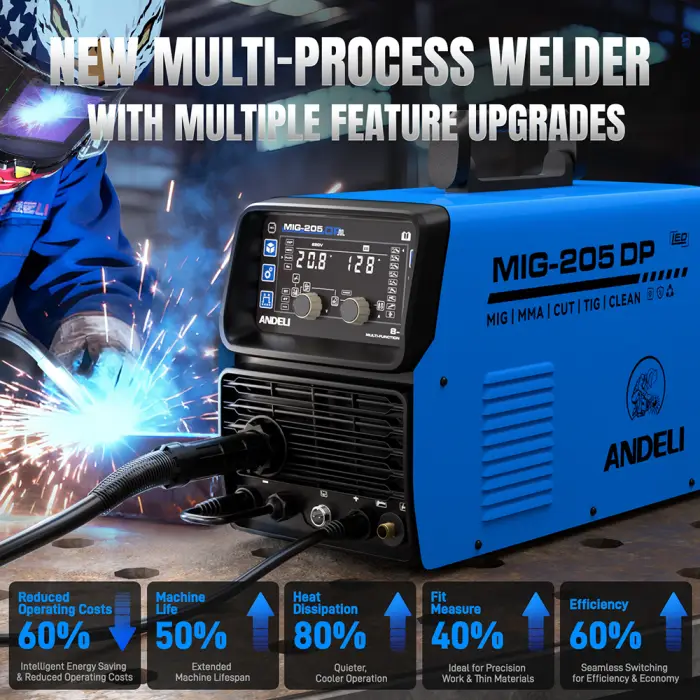 ANDELI 8 in 1 Aluminum Welding Machine MIG Pulse/TIG/Stick/CUT/Clean/Cold/Spot Semi-automatic Welding Gas/Gasless MIG Welder — image 6